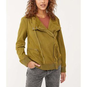 NWT Free People Carmen Moto Jacket / Olive Sparrow